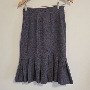 Collectif Blue & White Herringbone Belinda Skirt